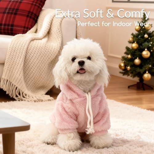 Fuzzy Dog Hoodie Sweater for Large Dogs Warm Winter Dog Clothes with Double-Sided Plush Fleece Soft Stretchy Pet Coats Hooded Sweatshirt for Medium Large Dogs