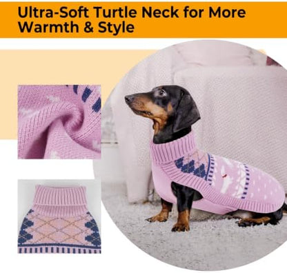 Lelepet Dachshund Sweater Turtleneck Dog Sweaters for Small Dogs (XS-XL)