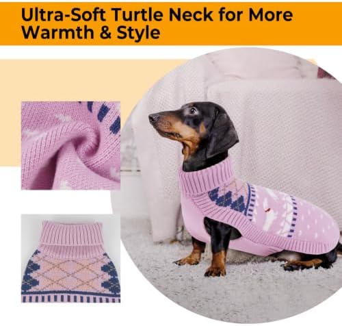 Lelepet Dachshund Sweater Turtleneck Dog Sweaters for Small Dogs (XS-XL)