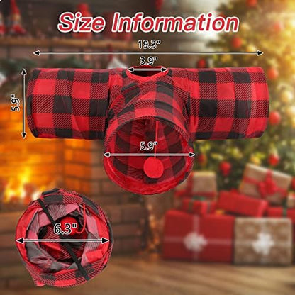 Rypet Guinea Pig Tunnel Hideout 3-Way Collapsible Small Pet Tubes, Red