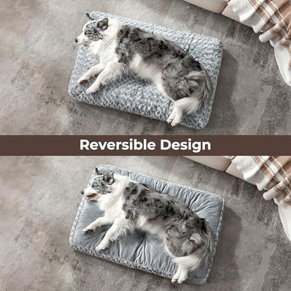 Double-Sided Dog Bed Medium Size Dog, Washable Dog Crate Beds, Thick Supportive Pet Sleeping Mat, Reversible Dogs Pillow Weight Up to 35lbs, 30x20, Light Grey