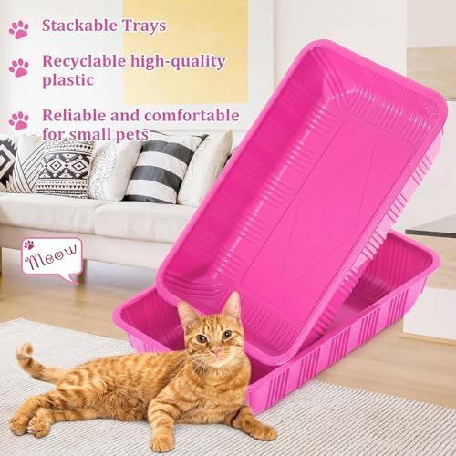 Tessco for You 60 Pack Disposable Litter Boxes for Cats,Rose Red