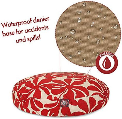 Red Plantation Medium Round Indoor Outdoor Pet Dog Bed With Removable Washable Cover By Majestic Pet Products