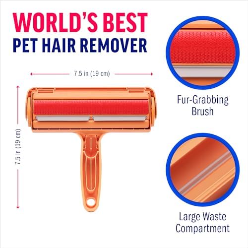 ChomChom Roller Pet Hair Remover – Original Size Reusable Lint Roller for Cat & Dog Hair on Furniture, Couch, Carpet, Car, Rugs & Bedding – Portable, Eco-Friendly (Cat)
