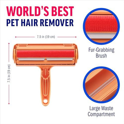 ChomChom Roller Pet Hair Remover – Original Size Reusable Lint Roller for Cat & Dog Hair on Furniture, Couch, Carpet, Car, Rugs & Bedding – Portable, Eco-Friendly (Cat)