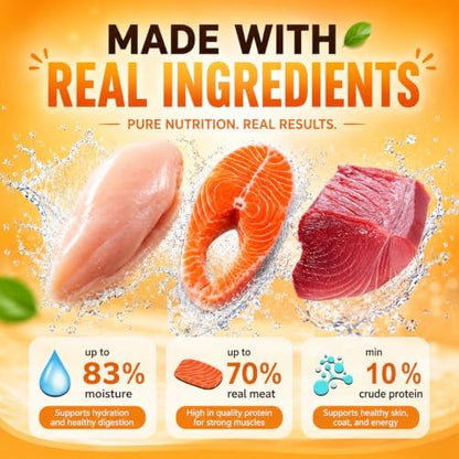 High-Meat Lickable Cat Treats Variety Pack – Real Chicken & Seafood – Smooth Creamy Purée – Grain-Free – (15g Each) (Chicken Mix 60 Tubes)