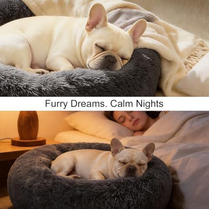 Donut Dog Bed for Medium Dogs Calming Round Washable Medium Sized Dog Bed