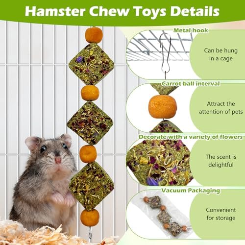 kathson Rabbit Chew Toys for Teeth Bunny Natural Timothy Grass Cake Guinea Pig Hanging Chew Toys Treats for Bunny Chinchilla Hamsters Squirrel and Other Small Pets Playing Improve Pets Dental