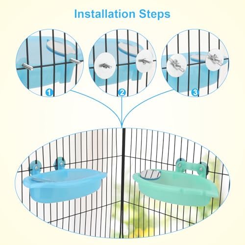 Wontee Bird Bath with Mirror for Small Birds Budgie Parakeet Cage, 2 Pcs
