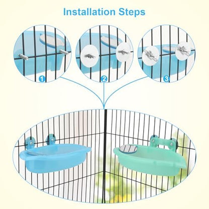 Wontee Bird Bath with Mirror for Small Birds Budgie Parakeet Cage, 2 Pcs
