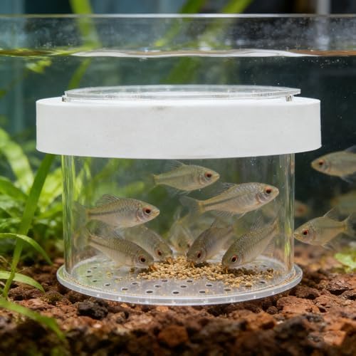 Ipetboom Floating Aquarium Breeding Box with Lid Fish Tank Separate Box for Guppy Fry Small Fish and Baby Transparent Nursery Isolation Container for Tank Separation and Breeding