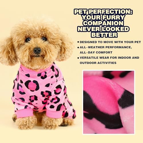 Paiaite Dog Pajamas Onesie: Comfortable Four-Legged Apparel for Small, Medium, & Large Dogs, Polyester Material for Comfort, Wrinkle Resistance, Moisture Wicking, and Stretchiness Pink Leopard 4XL
