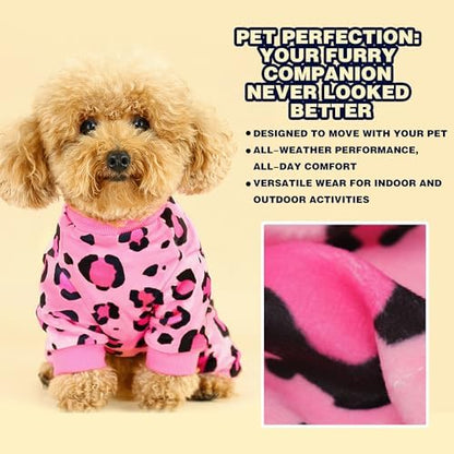 Paiaite Dog Pajamas Onesie: Comfortable Four-Legged Apparel for Small, Medium, & Large Dogs, Polyester Material for Comfort, Wrinkle Resistance, Moisture Wicking, and Stretchiness Pink Leopard 4XL