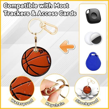 Leather Keychain Holder Case for AirTag, Cute Protective Cover for Apple Airtag KeyChain, GPS Tracker Item Finder