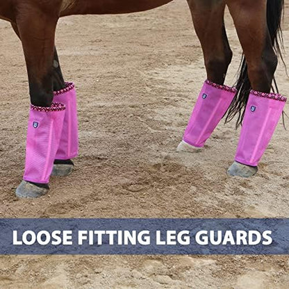 Fine Mesh Fly Boots Loose Fitting & Non-Slip Horse Fly Leggings Fleece Air Flow (Set of 4)