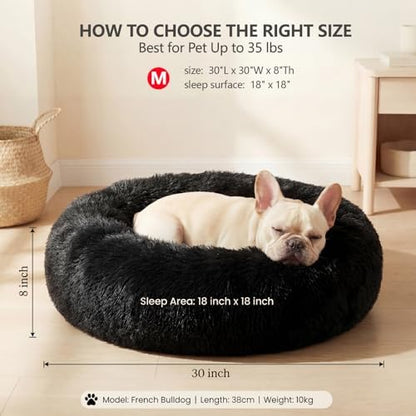 nononfish Puppy Bed for Small Dogs,Calming Donut Plush Pet Bed