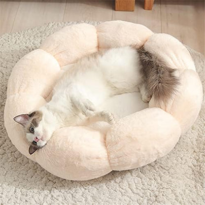 Round Flower Cats Winter Warm Plush Litter Pet Nest Pad for All Seasons Improve Sleep Bed for