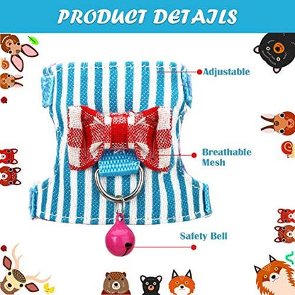 SATINIOR 2 Pieces Small Hamster Harness and Leash Set,M,Pink, Blue
