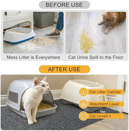BEAUTYZOO Cat Litter Mat, 32" x 45" Large Litter Trapping Mat, Waterproof