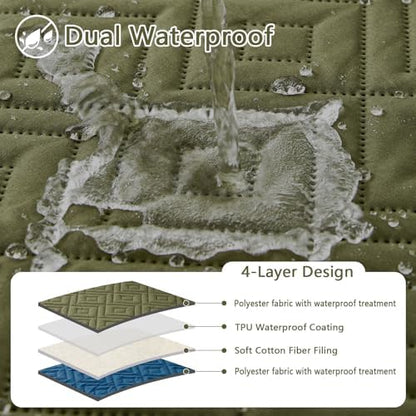 hyha Waterproof Reversible Dog Blanket, Pet Blanket for Sofa Couch