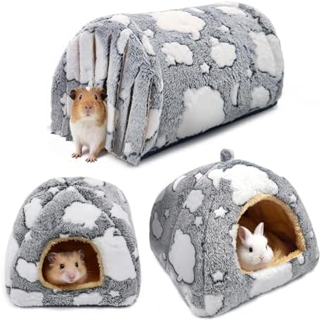 3PCS Guinea Pig Tunnel Set Washable Guinea Pig Houses and Hideouts Cozy Soft Small Animals Hideout Tubes for Hamster Chinchilla Bunny Hedgehog Ferret Rat