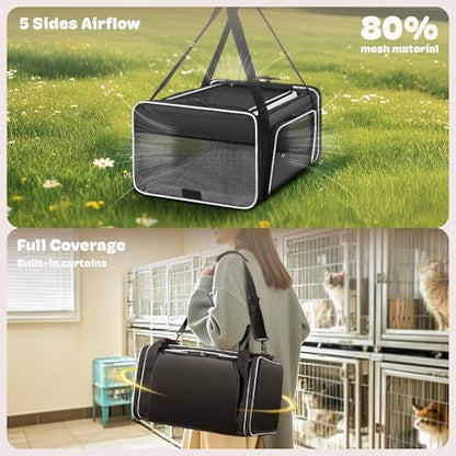 Top and 2 Sides Expandable Cat Carrier 18x13.5x9.5 TSA Airline Approved