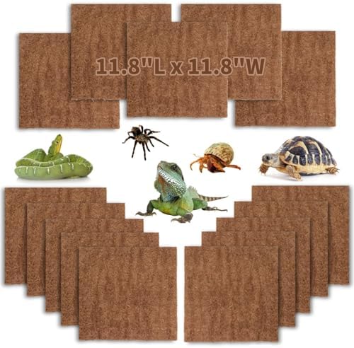 Hamiledyi Reptile Carpet Natural Coconut Fiber Tortoise Carpet Mats 15PCS