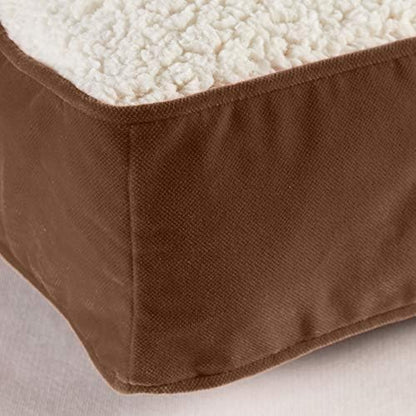 South Pine Porch Buddy Reversible Rectangle Pillow Style Microfiber and Sherpa Dog Bed with Removable, Machine-Washable Cover, Latte Sherpa, Medium (42 in. x 30 in.)