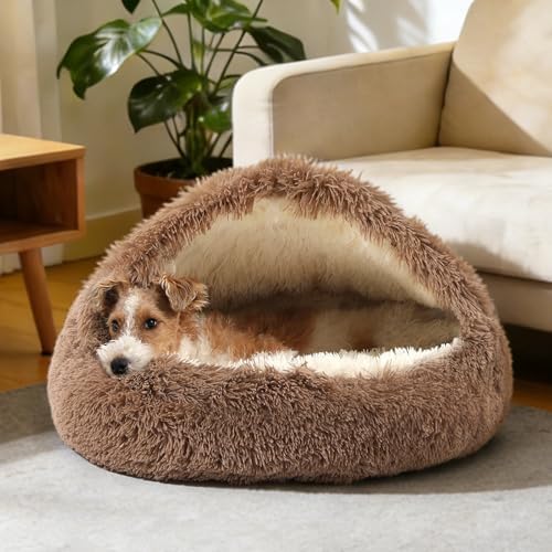 NOYAL Hooded Donut Bed, Calming Cave for Cats & Small Dogs