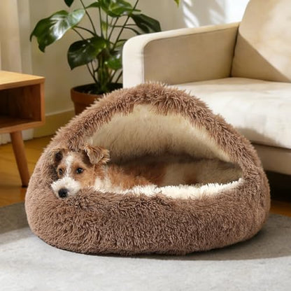 NOYAL Hooded Donut Bed, Calming Cave for Cats & Small Dogs
