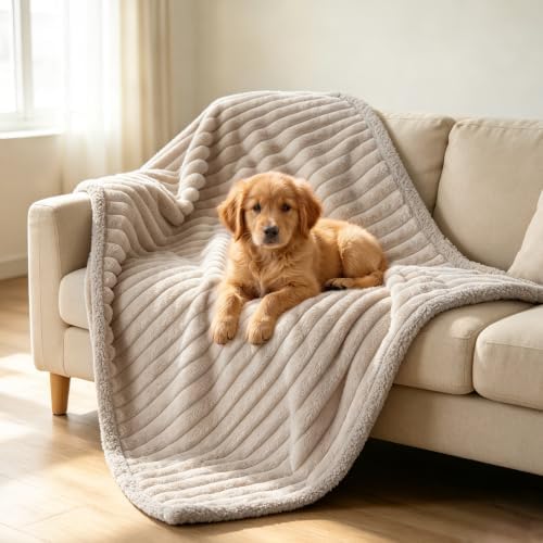 Waterproof Dog Blanket, Washable Reversible Pet Blankets, 19x27in, Camel
