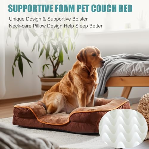 Sweetcrispy Orthopedic Large Dog Bed, Waterproof Pet Sofa Supportive Bed