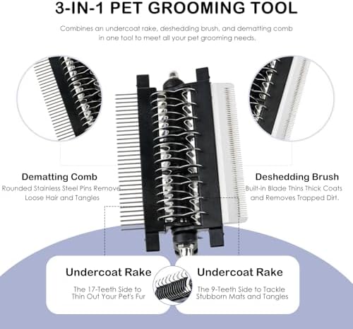 3-IN-1 Pet Deshedding and Grooming Brush Tool