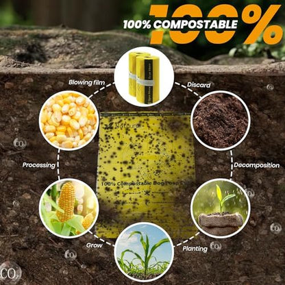 Certified Compostable Dog Poop Bags-270Bags 18Rolls, Poop Bags for Dogs Made of Cornstarch - ASTM D6400 By USA, 100% Leakproof & 20% Extra Thick, Unscented Dog Waste Bags (Yellow)