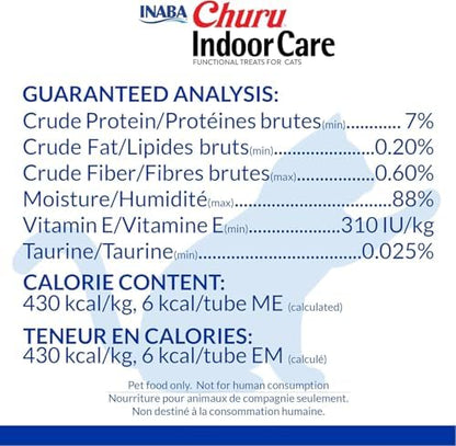 INABA Churu for Cats, Functional, Creamy Lickable Purée Cat Treat for Indoor Care and Hairball Control, 0.5 Ounces Each, 24 Tubes (4 per Pack), 2 Flavor Tuna and Chicken Variety Pack