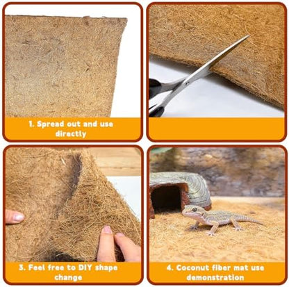Hamiledyi 78.7x11.8in Reptile Carpet Coconut Fiber Substrate Large Snake Bedding Coco Liner Roll Mat for Bearded Dragon Tortoise Lizard Habitat Pad Garden Decoration