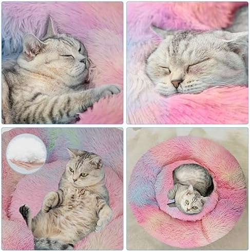 Cat Beds for Indoor Cats,20 Inch Dog Bed for Small Melium Large Dogs, Washable-Round Pet Bed for Puppy and Kitten with Slip-Resistant Bottom