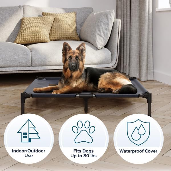 Elevated Dog Bed Cover - 36x30-Inch Replacement Pet Bed Cover with Mesh Panel - for Indoor/Outdoor Use - Dog Cot Not Included by PETMAKER (Blue)