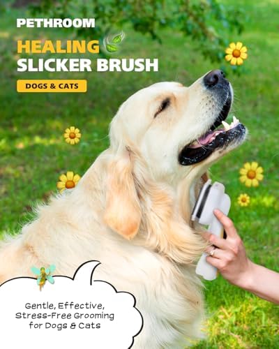 PETHROOM Self-Cleaning Slicker Brush for Dogs & Cats