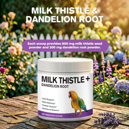 Milk Thistle & Dandelion Root for Birds, Bird Wellness Powder