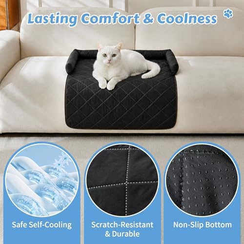 Cooling Dog Bed Mats with Neck & Head Support, 31.5 x 23.62 inch Black
