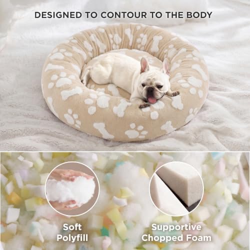 LE SURE Shown on TV Jacquard Donut Cute Small Dog Beds,Sand 23x23x7in