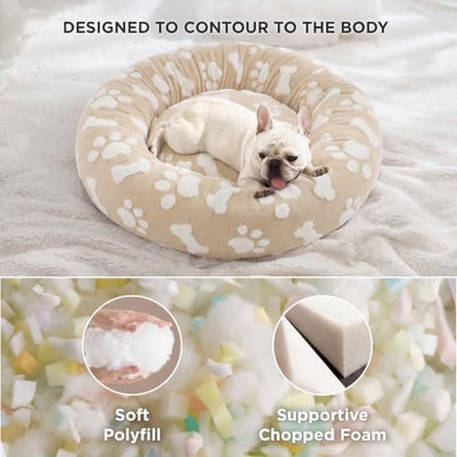 LE SURE Shown on TV Jacquard Donut Cute Small Dog Beds,Sand 23x23x7in