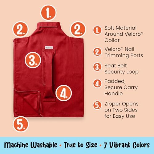 Cat-in-the-Bag Cozy Comfort Carrier - Large Red Cat Carrier Soft and Pet Carrier for Nail Trimming, Vet Visits, Medication Administration, Dental Care, and Travel