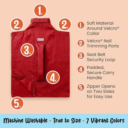 Cat-in-the-Bag Cozy Comfort Carrier - Large Red Cat Carrier Soft and Pet Carrier for Nail Trimming, Vet Visits, Medication Administration, Dental Care, and Travel
