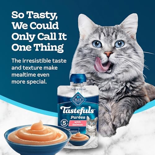 Blue Buffalo Tastefuls Purees Salmon Cat Food Topper, 3 oz, 12 ct