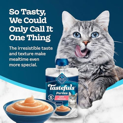 Blue Buffalo Tastefuls Purees Salmon Cat Food Topper, 3 oz, 12 ct