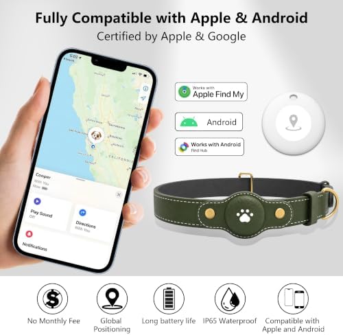 GPS Tracker for Dogs – Smart Dog Collar & Pet Tracker with Real-Time Location, No Monthly Fee, Unlimited Range (iOS & Android) – Fits Small to Large Dogs(Locator Included)