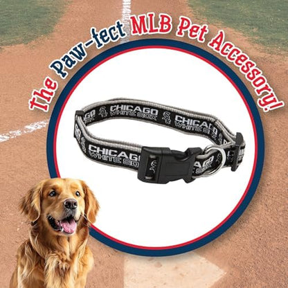 MLB Chicago White Sox Licensed PET COLLAR- Heavy-Duty, Strong, and Durable Dog Collar. Available in 29 Baseball Teams and 4 Sizes
