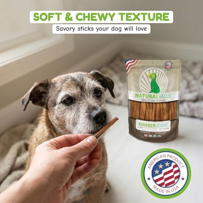 Loving Pets Natural Value Chicken Sticks - Soft Jerky Dog Treats for Large & Small Breeds - Healthy Gluten, Wheat, Soy & Grain Free Pet Treats for Dogs